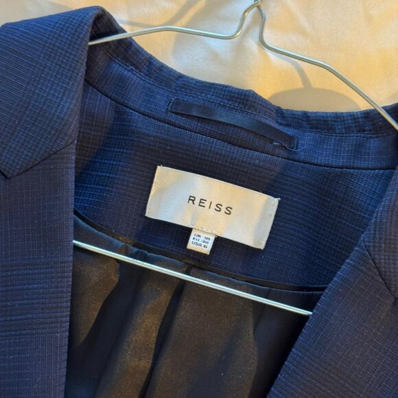 REISS Navy Blue Textured Single-Breasted Blazer (UK 10 / US 6) - Picture 5 of 8
